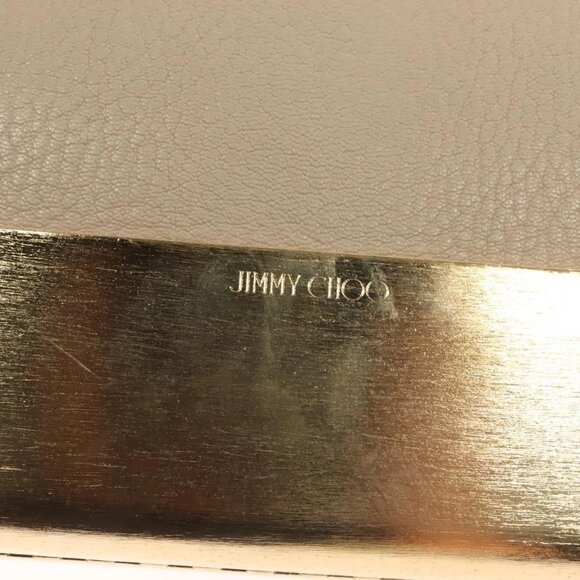 Jimmy Choo Chain Shoulder Bag Leather Beige Gold Auth bs27431 - Picture 5 of 15